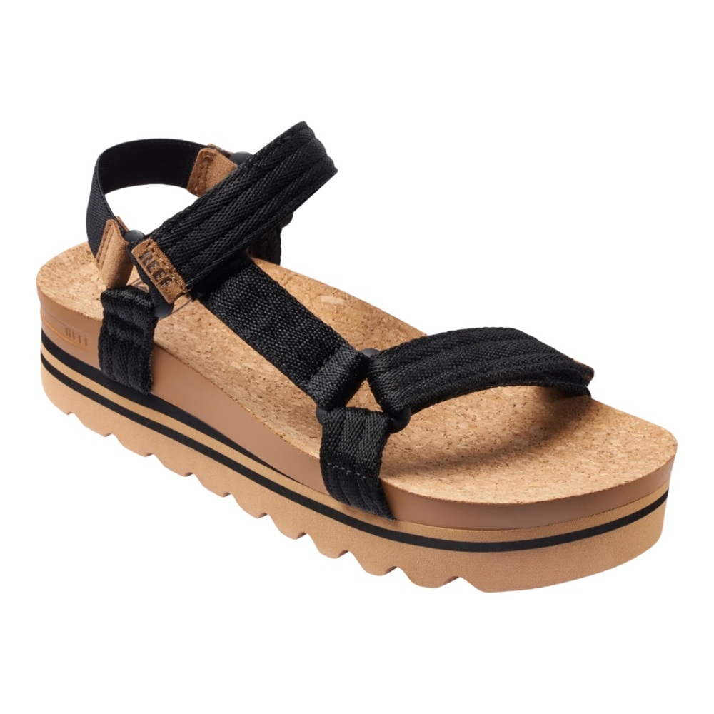 Reef Women's Black and Tan Platform Sandals